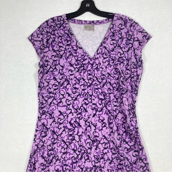 Athleta Women’s A-Line Mini Dress Faux Wrap V-Neck Cap Sleeve MP Purple - Picture 3 of 11